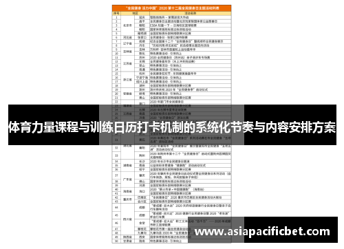 体育力量课程与训练日历打卡机制的系统化节奏与内容安排方案